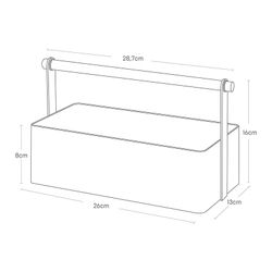 Stål og træ L kurv i hvid og natur, 29 x 13 x 16 cm | Tosca