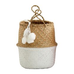 White Rattan Basket, Ø31x42cm