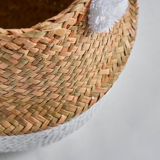 White Rattan Basket, Ø31x42cm