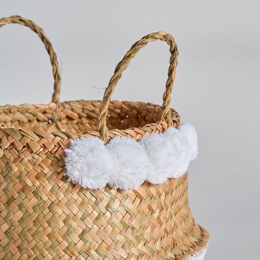 White Rattan Basket, Ø31x42cm