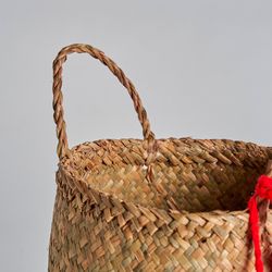 Rode rotan mand, Ø31x37cm