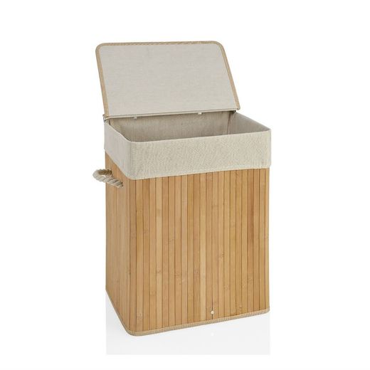 Panier à Linge Rectangulaire en Bambou, 41x31,5x50,5 cm