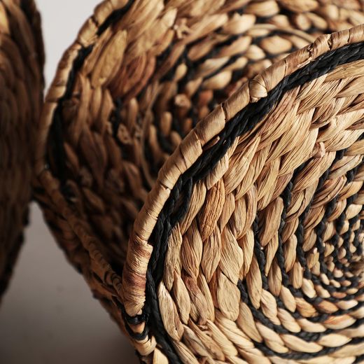 J/2 Blair basket in natural fiber, rope and iron in black/natural, 42 x 26 x 40 cm