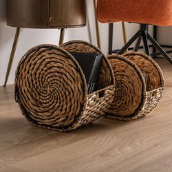 J/2 Blair basket in natural fiber, rope and iron in black/natural, 42 x 26 x 40 cm