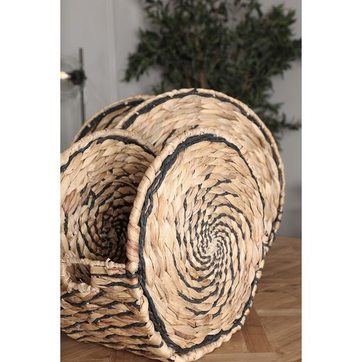 J/2 Blair basket in natural fiber, rope and iron in black/natural, 42 x 26 x 40 cm