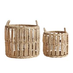 Panier J/2 Dieky en fibre naturelle et fer naturel, 41 x 41 x 47 cm