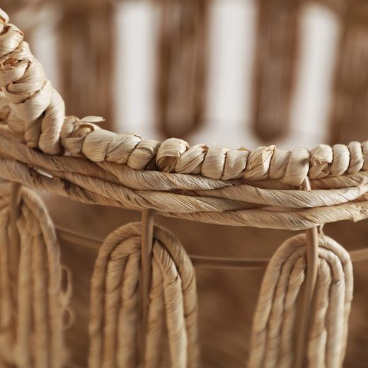 Panier J/2 Dieky en fibre naturelle et fer naturel, 41 x 41 x 47 cm