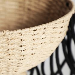 J/2 Wica-Korb aus Naturfaser, Eisen und Baumwolle in Natur/Schwarz, 40 x 40 x 42 cm