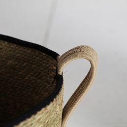 Panier J/2 Wica en fibre naturelle et coton naturel/noir/marron, 35 x 35 x 28 cm