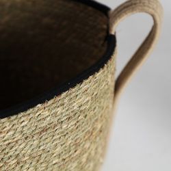 Panier J/2 Wica en fibre naturelle et coton naturel/noir/marron, 35 x 35 x 28 cm