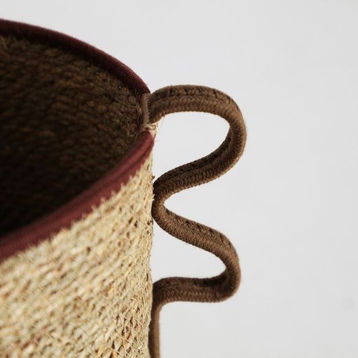 Panier J/2 Wica en fibre naturelle et coton naturel/noir/marron, 35 x 35 x 28 cm