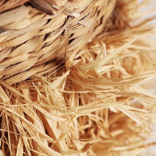 Kasses basket made of natural fiber, raffia and iron in natural, 37 x 37 x 41 cm