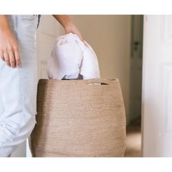 Panier à linge en jute, 38x52x63 cm