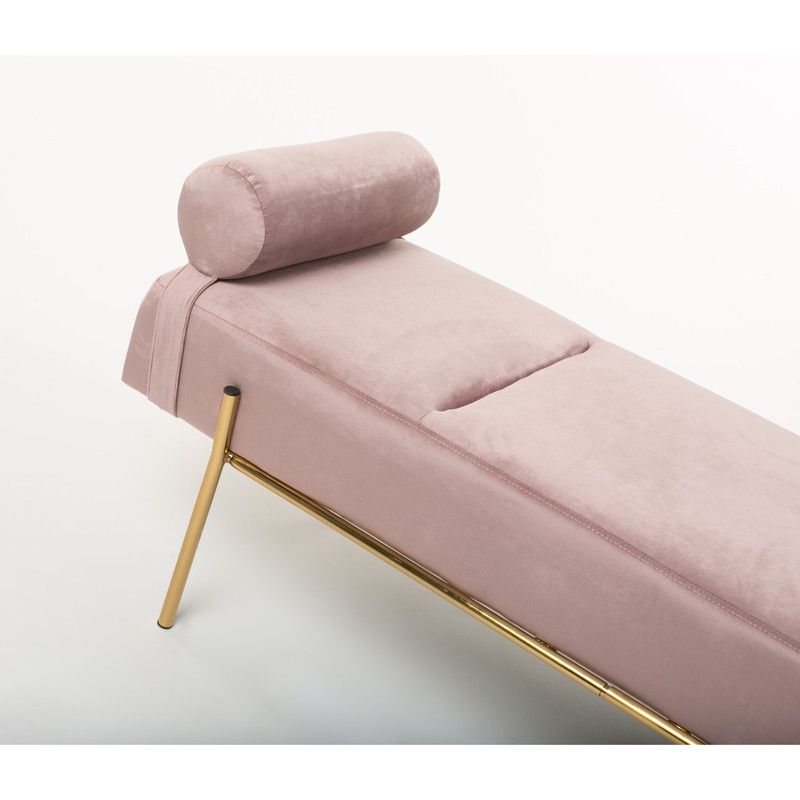 Pink metal and velvet divan The best price — Qechic