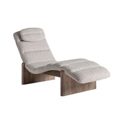 Chaiselongue  de tejido de poliéster y madera de olmo en beige y marrón, 170 x 68 x 84 cm | Jacquard