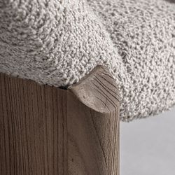 Chaiselongue  de tejido de poliéster y madera de olmo en beige y marrón, 170 x 68 x 84 cm | Jacquard
