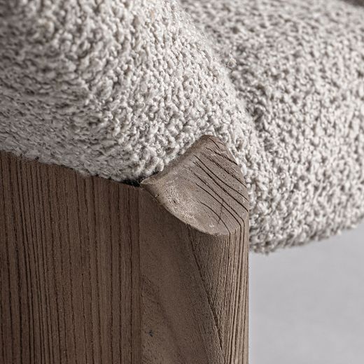 Chaiselongue  de tejido de poliéster y madera de olmo en beige y marrón, 170 x 68 x 84 cm | Jacquard