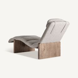 Chaiselongue  de tejido de poliéster y madera de olmo en beige y marrón, 170 x 68 x 84 cm | Jacquard