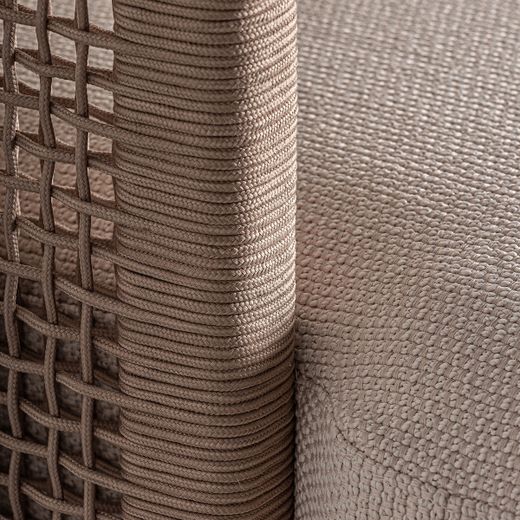 Chaiselongue  de tejido de polipropileno y madera de teka  en beige y marrón, 180 x 96 x 70 cm | Trena