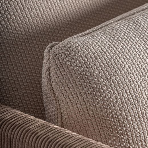 Chaiselongue  de tejido de polipropileno y madera de teka  en beige y marrón, 180 x 96 x 70 cm | Trena