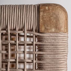 Chaiselongue  de tejido de polipropileno y madera de teka  en beige y marrón, 180 x 96 x 70 cm | Trena