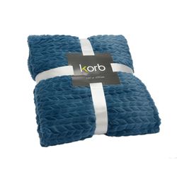 CHEVRON-Navy blue polyester blanket, 130x170 cm