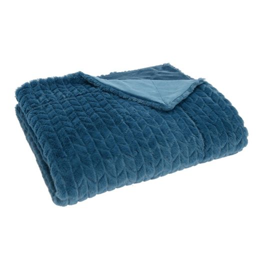 CHEVRON-Navy blue polyester blanket, 130x170 cm