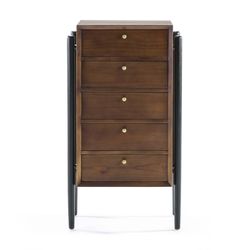 Chiffonnier en bois marron et noir, 60x40x110 cm