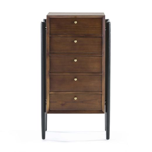 Chiffonnier en bois marron et noir, 60x40x110 cm