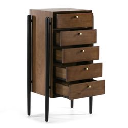 Chiffonnier en bois marron et noir, 60x40x110 cm