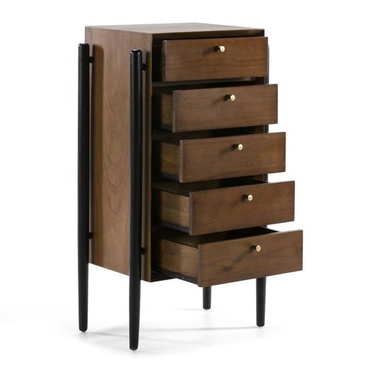 Chiffonnier en bois marron et noir, 60x40x110 cm