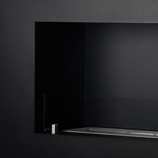 Lareira a bioetanol em aço e vidro preto, 100 x 19 x 50 cm | Tambor