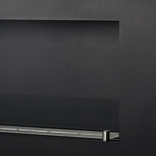Lareira a bioetanol em aço e vidro preto, 100 x 19 x 50 cm | Tambor