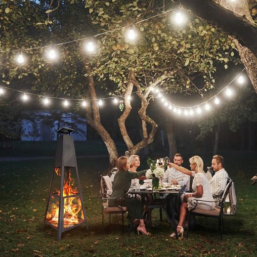 Cheminée extérieure en fer noir, 40 x 40 x 140 cm | totem akita