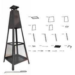 Cheminée extérieure en fer noir, 40 x 40 x 140 cm | totem akita