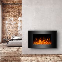 Ηλεκτρικό τζάκι 2000 W Kekai Dakota 90x15x56 cm με προσομοίωση φωτιάς σε μαύρο τοίχο