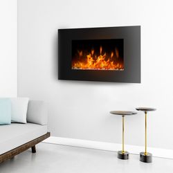 Ηλεκτρικό τζάκι 2000 W Kekai Dakota 90x15x56 cm με προσομοίωση φωτιάς σε μαύρο τοίχο