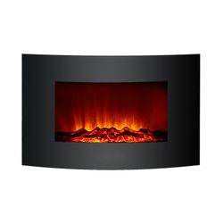 Lareira elétrica 2000 W Kekai Jersey 88x15x56 cm com simulação de incêndio de parede preta