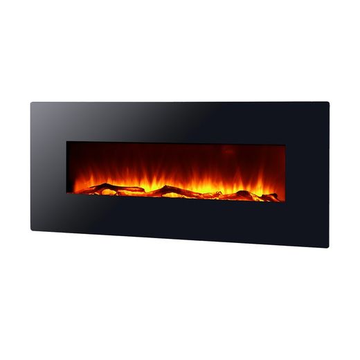Chimenea Eléctrica con efecto llama de 2000 W Kekai Kentucky 128x26x61 cm con Simulación de Fuego para Suelo/Pared Negra