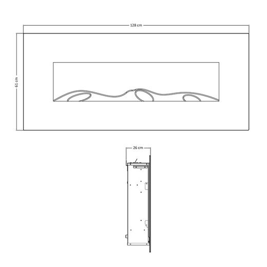 Chimenea Eléctrica con efecto llama de 2000 W Kekai Kentucky 128x26x61 cm con Simulación de Fuego para Suelo/Pared Negra