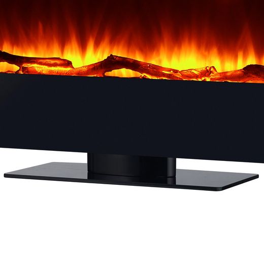 Chimenea Eléctrica con efecto llama de 2000 W Kekai Kentucky 128x26x61 cm con Simulación de Fuego para Suelo/Pared Negra