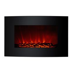 Lareira elétrica 2000 W Kekai Montana 66x15x52 cm com simulação de incêndio de parede preta