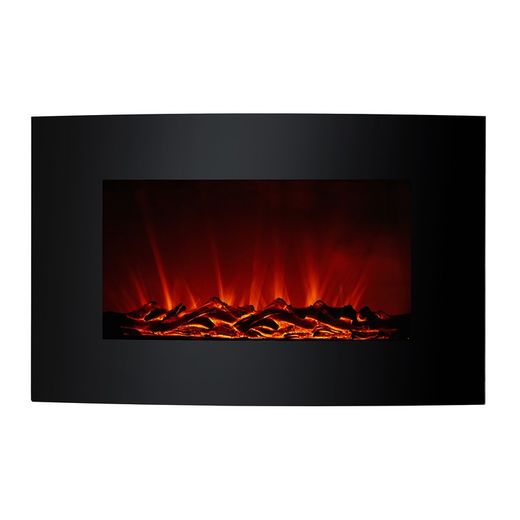 Chimenea Eléctrica 2000 W Kekai Montana 66x15x52 cm con Simulación de Fuego de Pared Negra