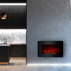 Lareira elétrica 2000 W Kekai Montana 66x15x52 cm com simulação de incêndio de parede preta