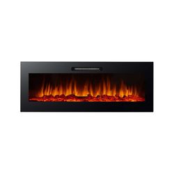 Electric Fireplace 2000 W Oregon 127x16x48 cm with Fire Simulation for Black Wall
