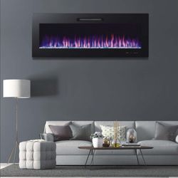 Electric Fireplace 2000 W Oregon 127x16x48 cm with Fire Simulation for Black Wall