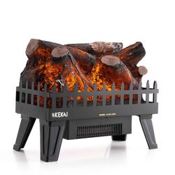 Black Steel Electric Fireplace, 18.5" x 8.5" x 16" | Utah