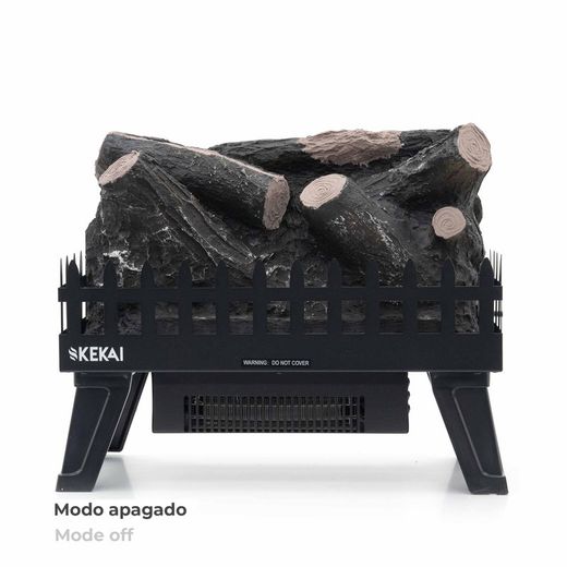 Black Steel Electric Fireplace, 18.5" x 8.5" x 16" | Utah