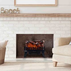 Black Steel Electric Fireplace, 18.5" x 8.5" x 16" | Utah