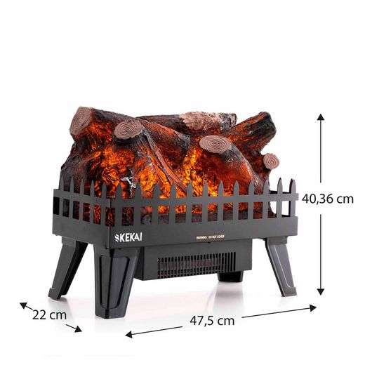 Black Steel Electric Fireplace, 18.5" x 8.5" x 16" | Utah